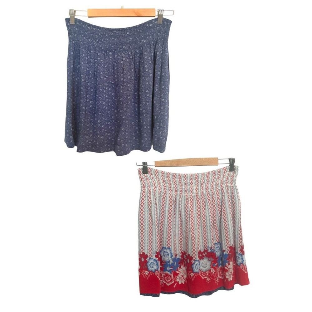 Cabi Happy Day Reversible Skirt Size Medium Blue, Red and White